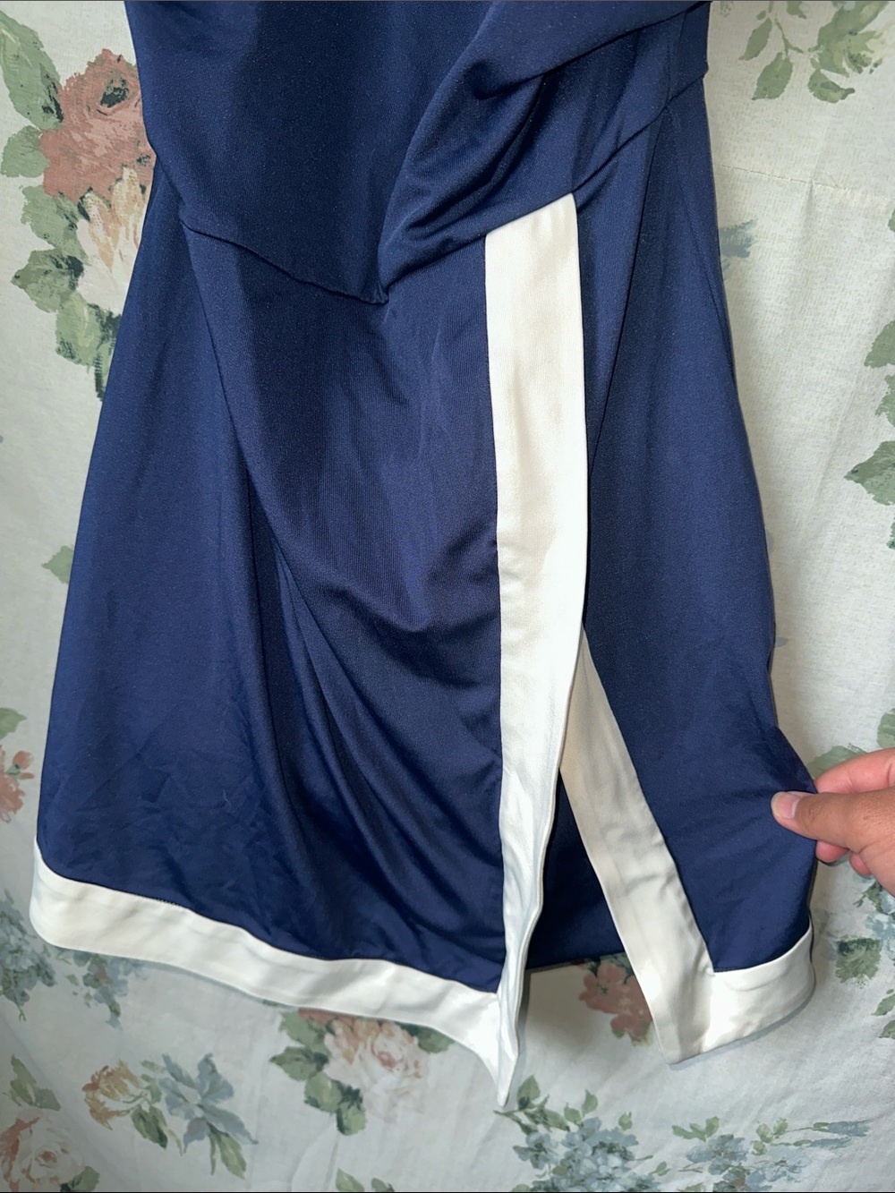 STAUD Navy Mini Dress with White Trim - Picture 3 of 5